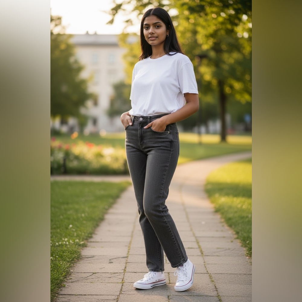 🤍 Zara High-Rise Gray Straight Jeans | Size 4 | 28” Inseam | Soft Washed Gray